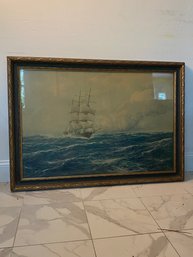 Painting 1911, Of Ship On Ocean - Artist Signed