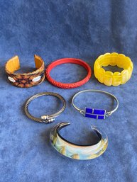 Bracelet Collection: Glass, Cinnabar, Seed Bead Cuff, Lapis Lazuli Inlaid