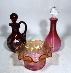 Great Lot Victorian Art Glass Rubina Bohemian