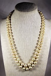 Fine Good Quality Faux Pearl Double Strand Necklace Nice Clasp W Safety