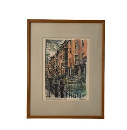 Signed Print By R.E. Kennedy ~ Mount Vernon Street On Beacon Hill, Boston