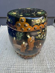 Black & Gold Chinoiserie Ceramic Garden Stool 2 Of 2