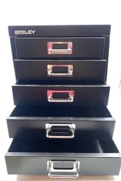 Vintage Bisley 5 Drawer Black Metal Filing Cabinet