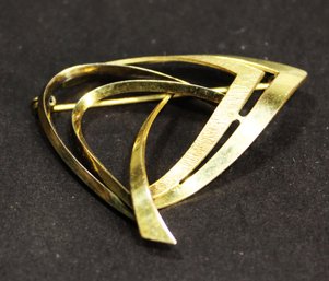 MCM Mid Century Modern Signed Gold Filled Abstract Brooch