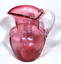 Victorian Hand Blown Optic Swirl Water Pitcher