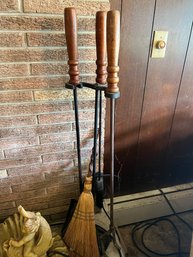 Fireplace Tools With Lovely Turned Wood Handles