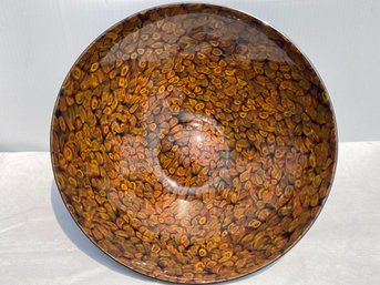 Fine Vintage Signed Art Glass Bowl- Large Scale With Vibrant Deisgn