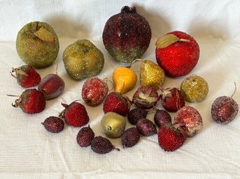 Large Lot Of 26 Vintage/antique Beaded Artificial Fruit Ornaments