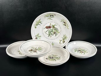 A Great Pasta Bowl Set By Williams-Sonoma With An Olive Motif