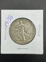 Beautiful 1938 Walking Liberty Silver Half Dollar