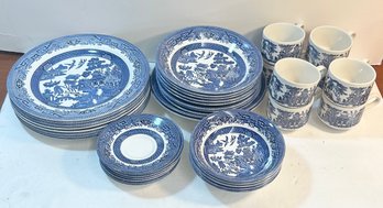 Lot Of Churchill England Blue & White Dinnerware