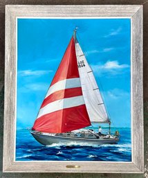 An Original Oil On Canvas Portrait Of A Sailboat, Alskling, Unsigned