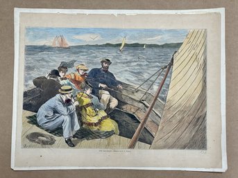 C. G. Bush, The Sail-Boat, Hand Colored Etching, 1870