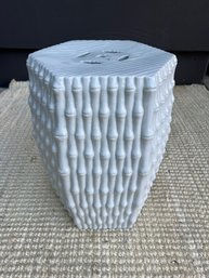 White Faux-Bamboo Ceramic Garden Seat