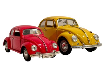 Yellow & Red Volkswagen Beetle Model Cars