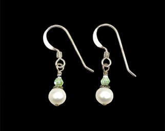 Beautiful Sterling Silver Pearl Beaded Dangle Earrings