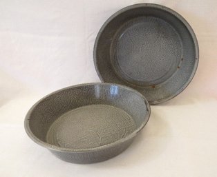 Pair Of Gray Graniteware Enamel Basins