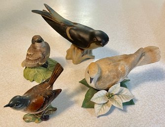 Group Of Four Porcelain & Ceramic Birds