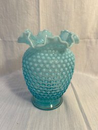 Fenton Art Glass Blue Opalescent Hobnail Vase