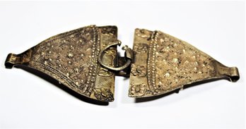 Large Silver On Bronze Ethnographic Belt Buckle