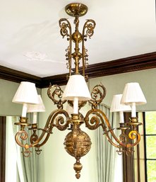 A Vintage Bronze Filigree Chandelier, French Empire Style