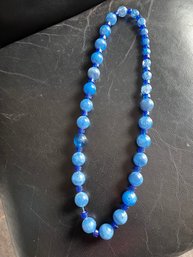 Cornflower Blue Vintage Beaded Necklace