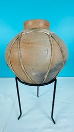 Tarahumara Native Indian Water Jug Pot With Stand