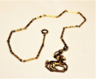 Victorian Gold Filled Watch Chain Having Horse Formed Fob