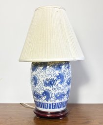 An Antique Vase, Fitted For Electricity As Lamp