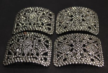 Two Matched Pair Cut Steel Antique Shoe Buckles Victorian