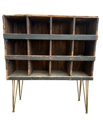 12 Cubby Vintage Mercantile Shop Store Cabinet On Hair Pin Legs