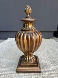 Large Gold Tone Urn W/Finial Or Future Lamp?