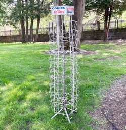 A VINTAGE 1970s METAL COMIC BOOK STORE DISPLAY RACK