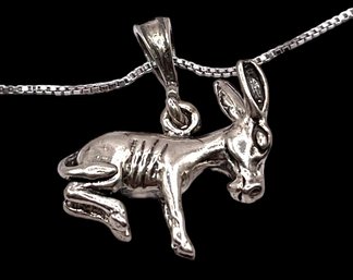 Vintage Sterling Silver Donkey Pendant And Chain