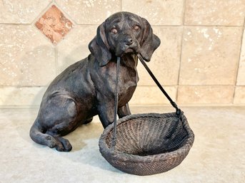 Hello Honey Resin Sitting Dog Holding Basket