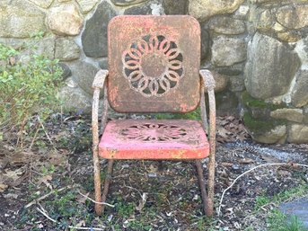 A Fantastic Vintage Metal Lawn Chair With A Naturally-Weathered Patina