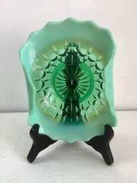 Vintage Green And White Glass Dish