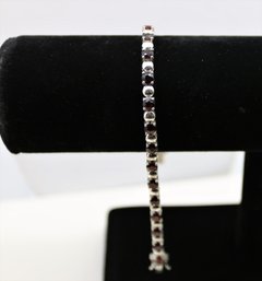 Sterling Silver Bracelet Garnet Stones