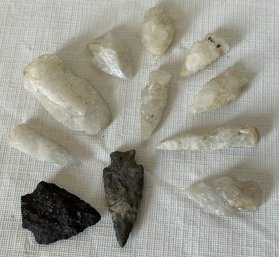 Nice Grouping Of Antique To Neolithic Native American Quartz And Chert Points