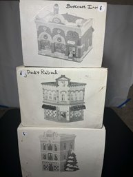 THREE MINT IN BOX DEPARTMENT 56 CHRISTMAS VILLAGE SETS