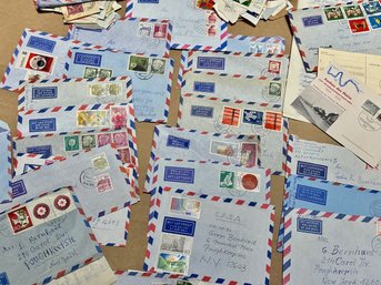 Lot Of Airmail Envelopes With Most Containing Stamps Inside