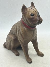 Antique 1920s AC WILLIAMS Cast Iron Figural BOXER DOG Still Bank- Great Paint