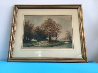 Signed Print Of Trees By The Lake