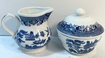 Churchill England Blue & White Sugar And Creamer Set