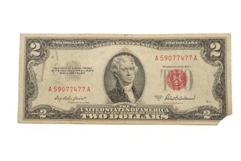 1953A Two Dollar Bill With Red Seal