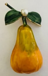 VINTAGE 1960'S DESIGNER ORIGINAL BY ROBERT EAMELED PEAR BROOCH