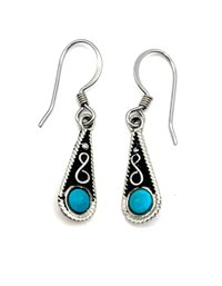 Vintage Sterling Silver Turquoise Color Dangle Earrings