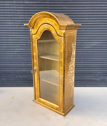 Vintage Italian Florentine Gold Gilt Curio Cabinet - Wall Mounted Or Table Top