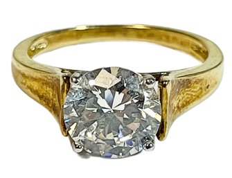 Ladies Gold Tone Ring Having Large White Stone Size 8`