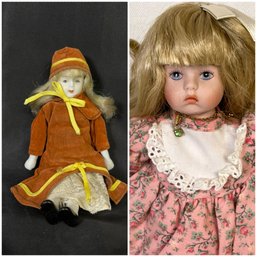 2pc Collector Doll Lot - 1995 Carol Anne Porcelain Doll Goebel Bette Ball Peridot August & Vintage Silvest